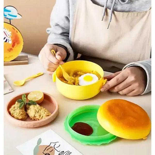 Round Cute Burger Shape Lunch Box