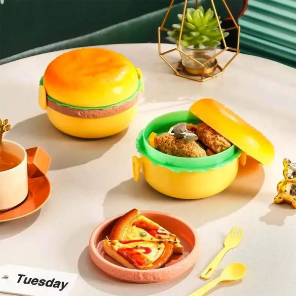 Round Cute Burger Shape Lunch Box