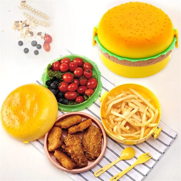 Round Cute Burger Shape Lunch Box